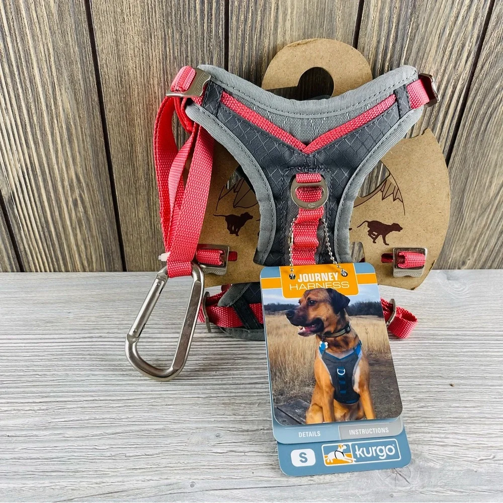 Kurgo Journey Air Harness For Dogs Grey/Pink Vest Harnesses For Dogs Small NEW